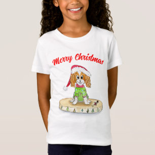 Camiseta Aquarela Cavalier King Charles Spaniel de Natal  