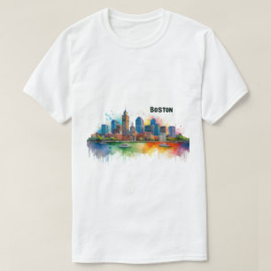 Camiseta Aquarela da Silhueta de Boston