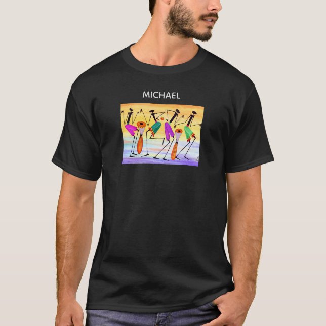 Camiseta Aquarela, dança Abstrato africana da felicidade ar (Frente)
