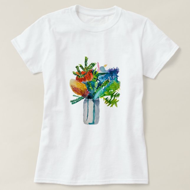 Camiseta Aquarela de flores australianas (Frente do Design)