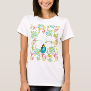 Camiseta Aquarela de flores da primavera