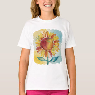 Camiseta Aquarela de girassol estilosa e caprichosa no esti