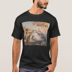 Camiseta Aquarela de Viagem Sassi di Matera Itália Vintage