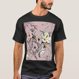 Camiseta Aquarela Deixa Flores Cor-de-rosa