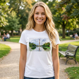 Camiseta Aquarela do Monumento a Washington com Reflexo