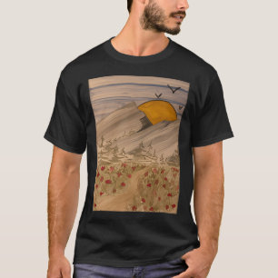 Camiseta Aquarela Do Sol E Montanhas