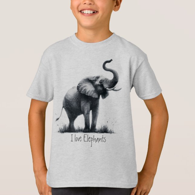 Camiseta Aquarela Elefante Africano, Arte Animal (Frente)
