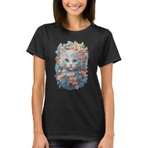 Aquarela Gato Floral Fofo Salpico