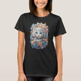 Camiseta Aquarela Gato Floral Fofo Splash