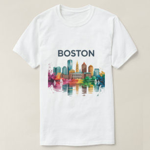 Camiseta Aquarela Horizonte de Boston Horizonte de Boston