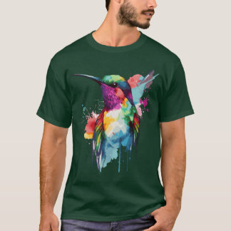 Camiseta Aquarela Hummingbird Colorful Bird Watcher Frien