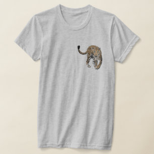 Camiseta aquarela leopardo gato da selva animal pintado ver