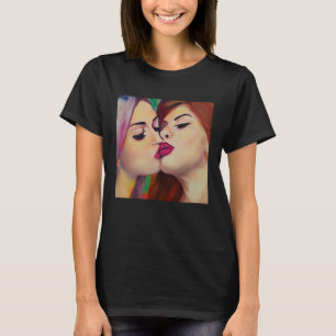 Camiseta Aquarela Orgulho Duas Mulheres Compartilham um Bei