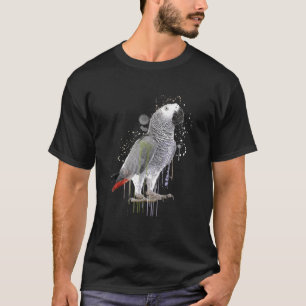 Camiseta Aquarela Papagaio Africano Cinzento Natureza Asas