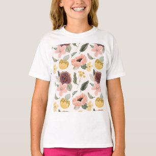 Camiseta Aquarela Pastel Floral Padrão Sem Costura Suave