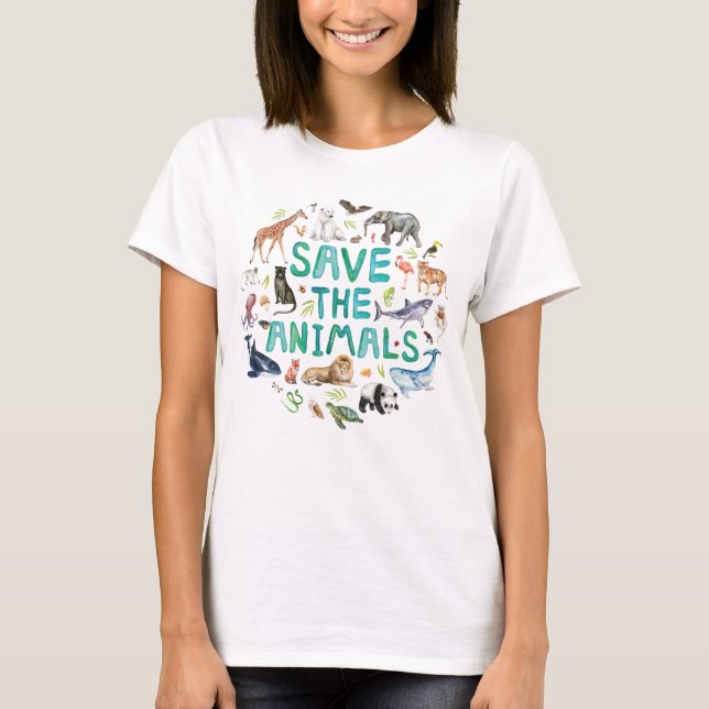 Camiseta Aquarela Salva os Animais (Frente)