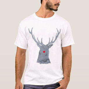 Camiseta Aquarela silhueta de cervo Rudolph Natal