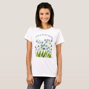Camiseta Aquarela sinos azuis floral Chuveiro de noiva Natu