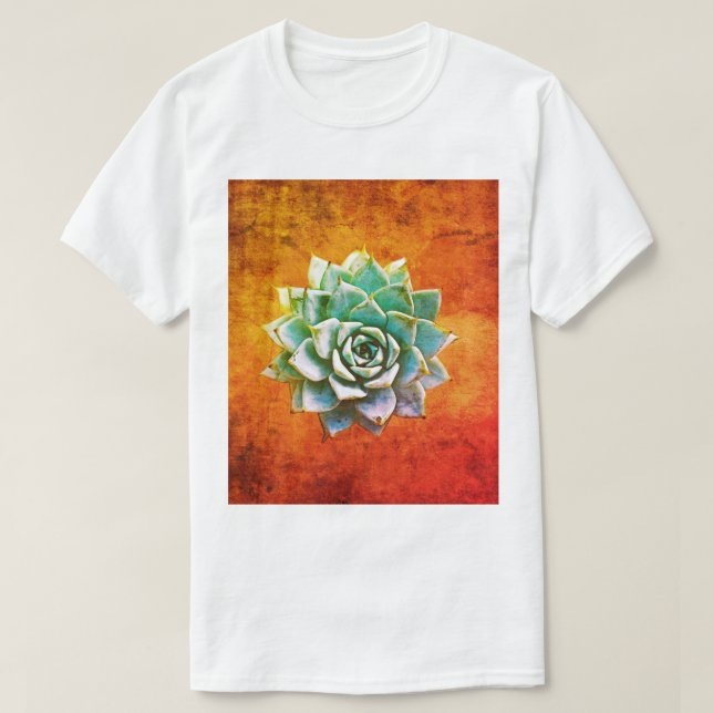 Camiseta Aquarela Suculta em Ferrugem Laranja (Frente do Design)