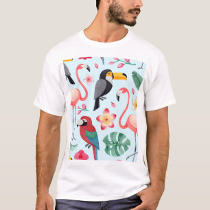 Camiseta Aquarela Tropical: Fusão De Aves.