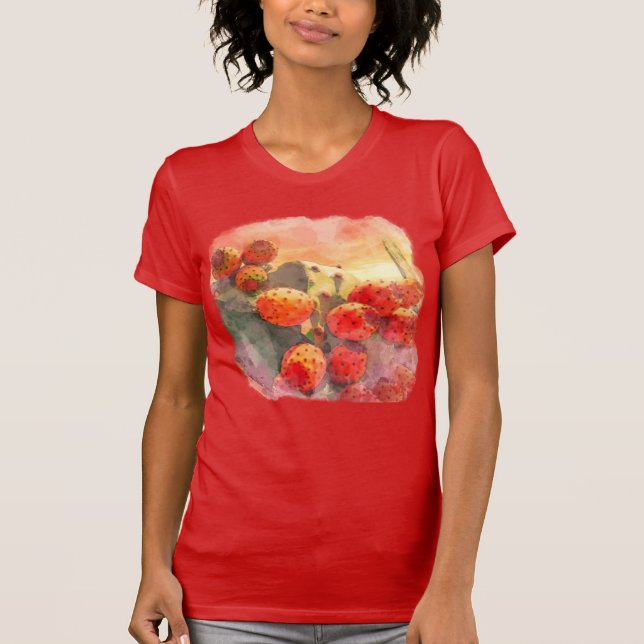 Camiseta Aquarelas Canas Frutas De Cactus De Pera-De-Água (Frente)