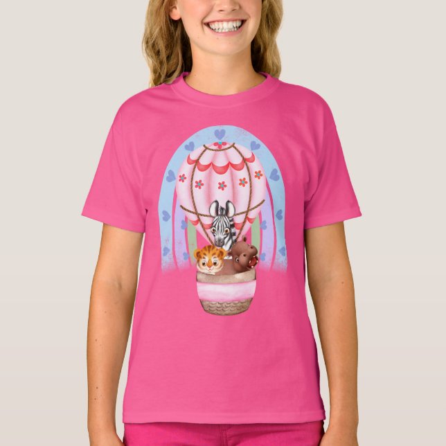 Camiseta Aquarelas Safari Animais Zebra, Tigre, Hippo Hot (Frente)