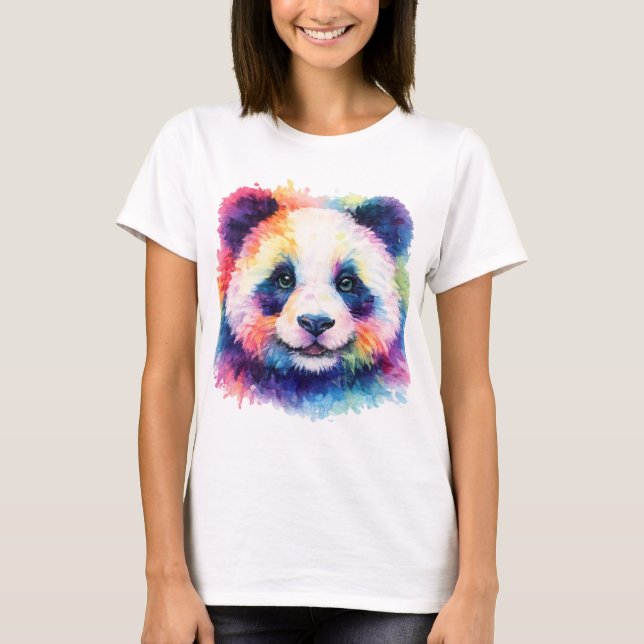 Camiseta Aquarell Panda T-Shirt - Schwarz & Weiß (Frente)