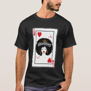 Camiseta Aquário Astrologia Rainha Preta Corações Blackjack