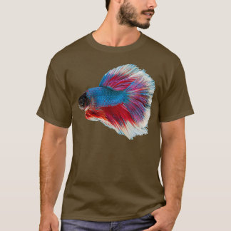 Camiseta Aquário de Peixe Vermelho Azul Betta Siamese