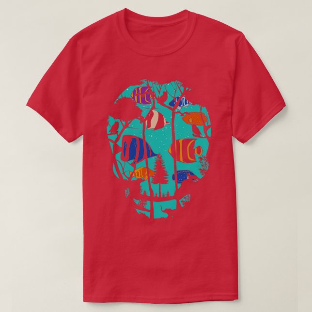 Camiseta Aquário de peixes-crânio (Frente do Design)