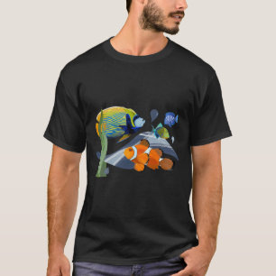 Camiseta Aquário De Peixes Tropicais Coloridos Illustr