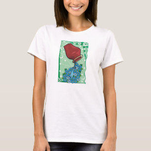 Camiseta Aquário Floral com Flores Azuis de Vaso
