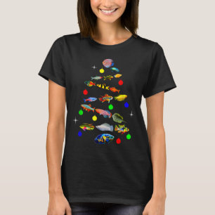 Camiseta Aquário Peixe Árvore de Natal Cichlid Gouramis Dis