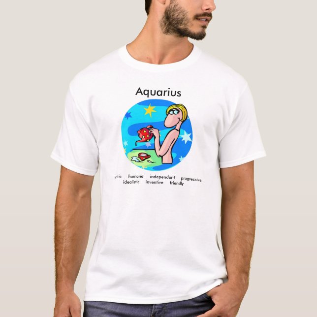 Camiseta Aquário personalizável traça o cartoon bonito Zodi (Frente)