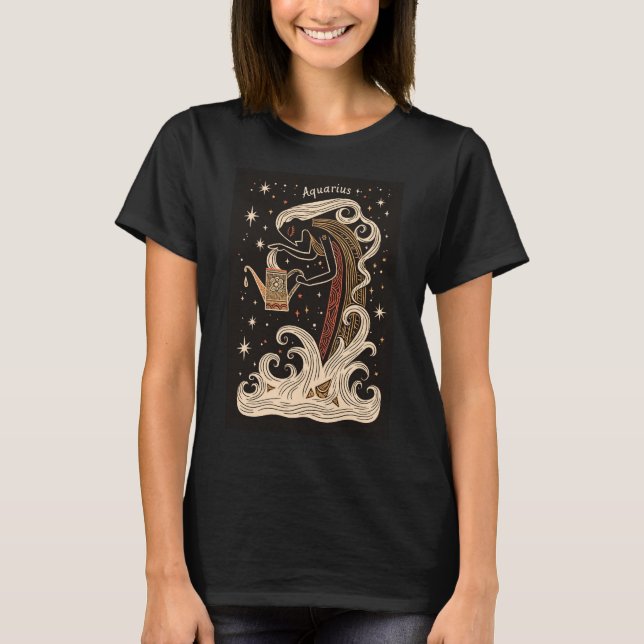 Camiseta Aquário - T-Shirt Celestial Arte Zodiac (Frente)