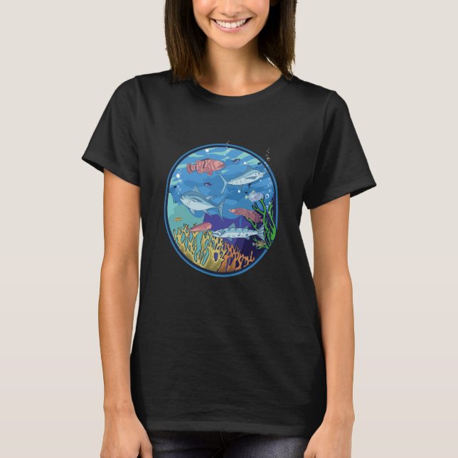 Camiseta Aquarium with fish and aquatic plants marine fish (Frente)