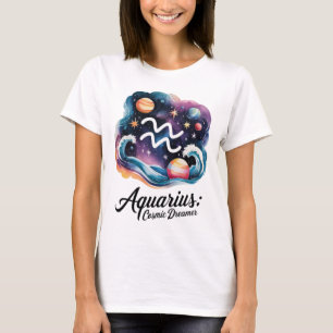 Camiseta Aquarius Cosmic Dreamer Watercolor Sinal Zodiodoro