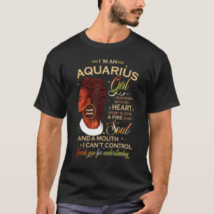 Camiseta Aquarius Girl Afro Bloqueia Garota Zodiac Sinaliza