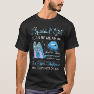 Camiseta Aquarius Girl Birthday High Heels Lançando Lábios 