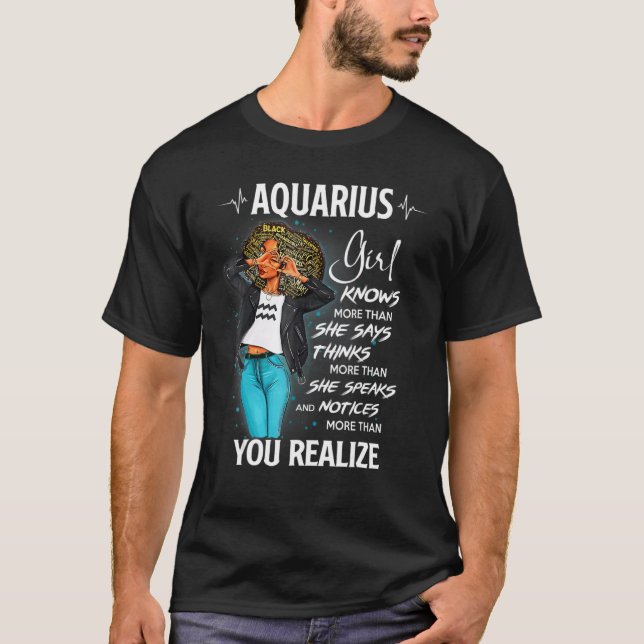 Camiseta Aquarius Girl sabe mais do que ela diz para o Blac (Frente)