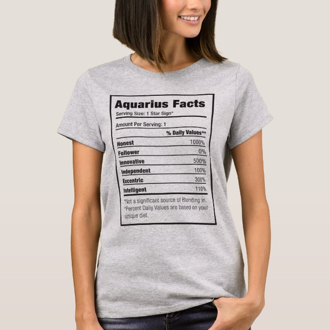 Camiseta Aquarius Nutrition Fact Zodiac T-Shirt (Frente)