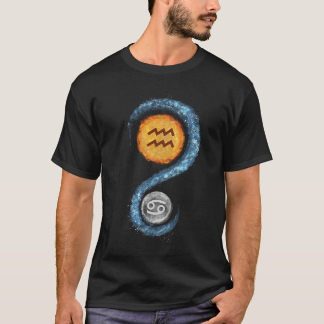 Camiseta Aquarius Sun Cancer Lua Zodiac - Sinal T-Shirt (Frente)