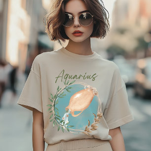 Camiseta Aquarius Zodiac, Astrologia Botânica, Floral