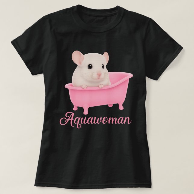 Camiseta Aquawoman Gerbil in a Pink Bathtub | Kawaii Rodent (Frente do Design)