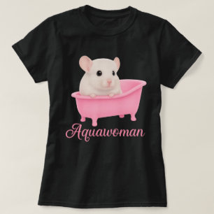 Camiseta Aquawoman Gerbil numa Banheira Rosa Kawaii Roedo