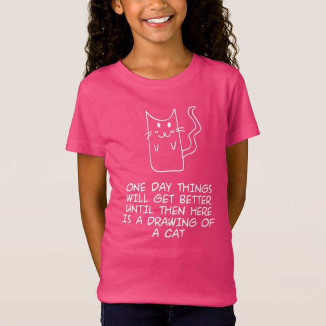 Camiseta Aqui está o desenho de um gato (Frente)