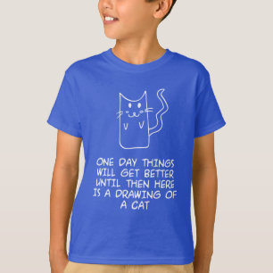 Camiseta Aqui está o desenho de um gato