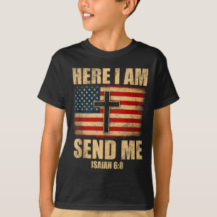 Camiseta Aqui Estou Envie-me Isaías 6_8 Bandeira Americana