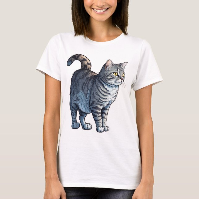 Camiseta Aqui Gatinho, Gatinho! Todo mundo ama um gato de m (Frente)