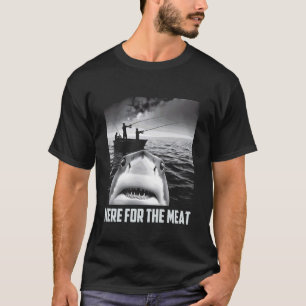 Camiseta Aqui Para a Carne - Humor de Selfie de Tubarão Eng